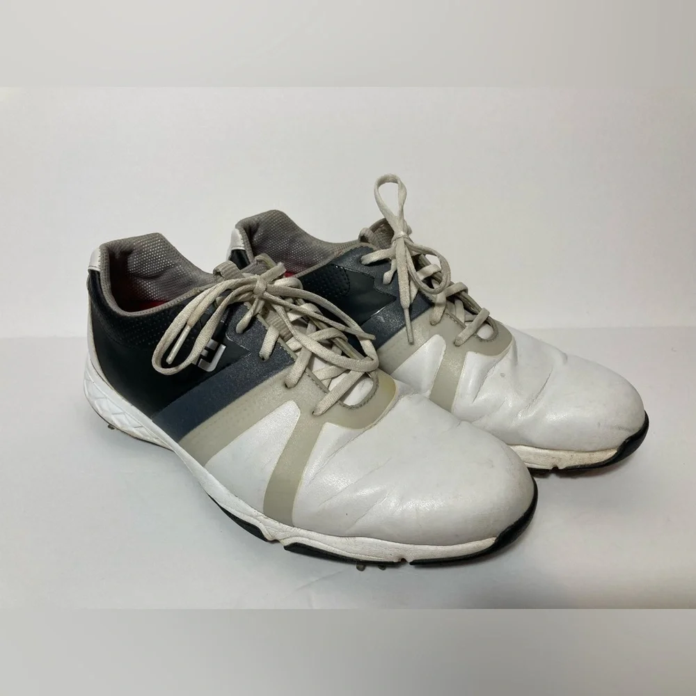 FootJoy golf shoes 10M white gray tie string sneakers athletic wear sports